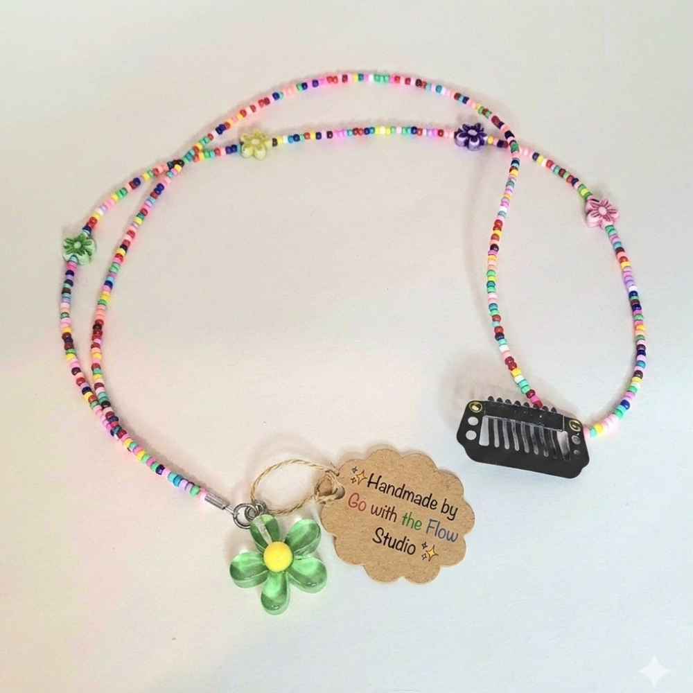 Handmade Colorful Seed Bead Flower Hair Charm / Extension Accessory